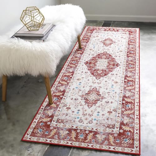Amearea Vintage Design Runner Rugs for Living Room, 2x6 Red Runner Rug - color: Red, size: 2' X 6' (Runner)