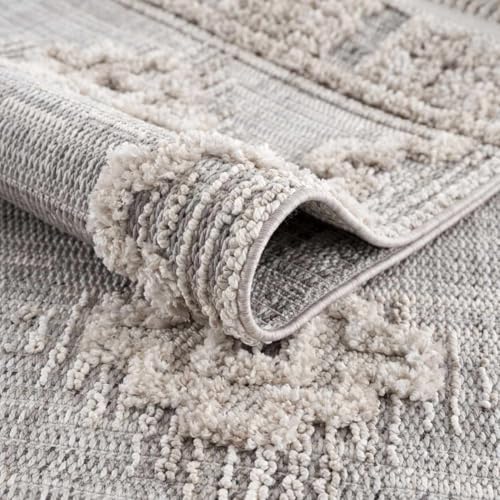 Hauteloom Aria Living Room, Bedroom Area Rug - Medallion Diamond Geometric Border Distressed - Bohemian Transitional Tribal Boho Traditional - Charcoal, Cream, Beige, Gray, Light - 2'7" x 4' - color: Charcoal, Cream, Beige / Ampusungan, size: 2'7" x 4' (R