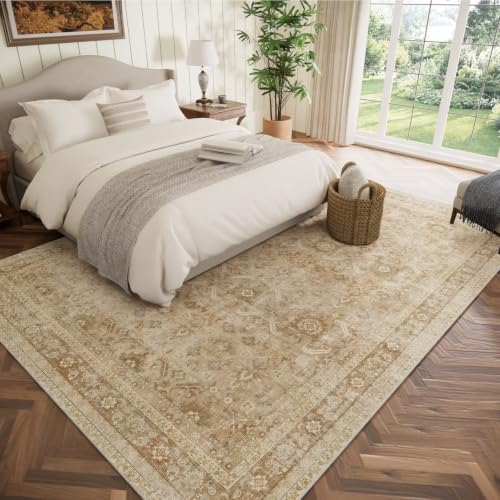 Washable 10x14 Area Rugs for Living Room, Brown/Taupe - color: Brown/Taupe, size: 10' x 14' (Rectangular)