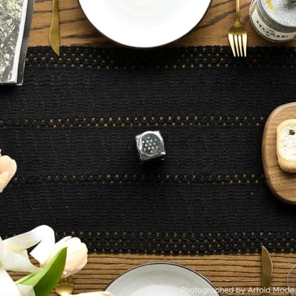 Artoid Mode Black Woven Farmhouse Hollow Table Runner 12x36 Inch - color: Black, size: 12" x 36", Table Runner
