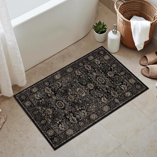 2x3 Entryway Rug Black Gold Washable Rugs for Entryway Kitchen - color: Black Gold, size: 2'*3'(Rectangular)