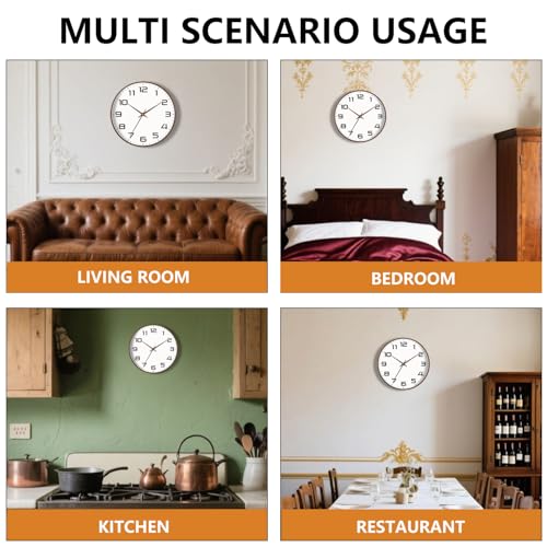 Woodgrain Wall Clock–Silent Non-Ticking Wall Clocks Battery Operated 8 Inch, Large Easy-to-Read Numbers Modern Modern Analog Clock for Bedroom Living Room Kitchen Office Gym (Brown) - color: Mocha Brown, size: 8 Inch