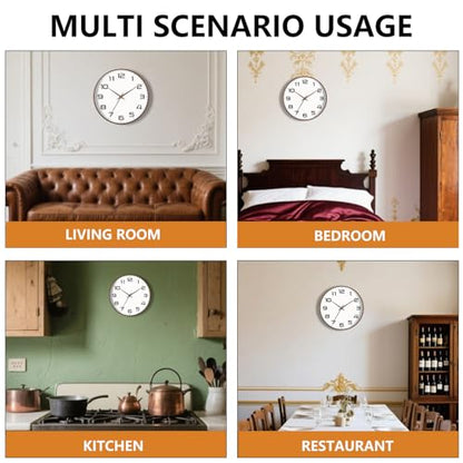 Woodgrain Wall Clock–Silent Non-Ticking Wall Clocks Battery Operated 8 Inch, Large Easy-to-Read Numbers Modern Modern Analog Clock for Bedroom Living Room Kitchen Office Gym (Brown) - color: Mocha Brown, size: 8 Inch