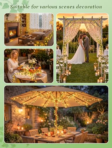 Vines with Fairy Lights,23FT Ivy Garland Plug in with Remote - color: Ivy, size: 73 LED-Plug