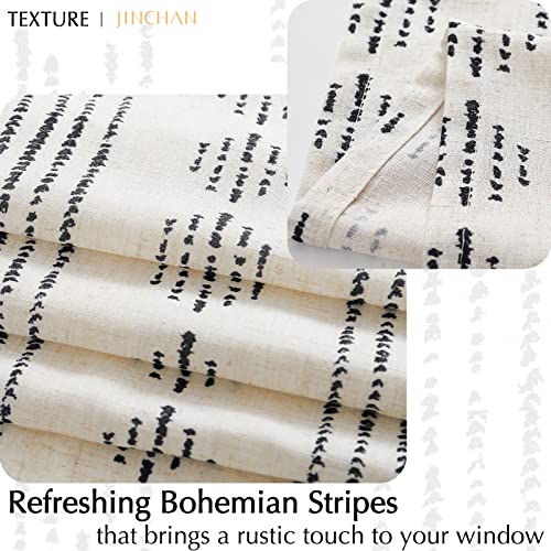 jinchan Striped Valance 18 Inch Modern Boho 1 Panel Black on Linen - color: Boho Black on Linen, size: 50"W x 18"L (Pack of 1)