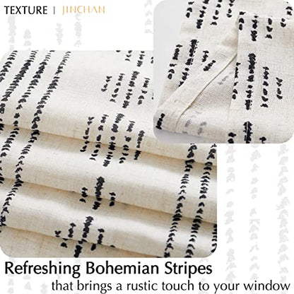 jinchan Striped Valance 18 Inch Modern Boho 1 Panel Black on Linen - color: Boho Black on Linen, size: 50"W x 18"L (Pack of 1)