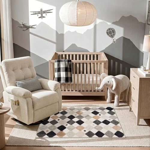 jinchan 3x5 Washable Playroom Rug for Kids Room Classroom Rug Marble - color: Diamond Marble, size: 3' x 5' (Rectangular)