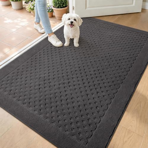 Dirt Trapper Door Mat 36"x 60", Non-Slip Entryway Rugs, Dark Grey - color: Dark Gray, size: 36" x 60"