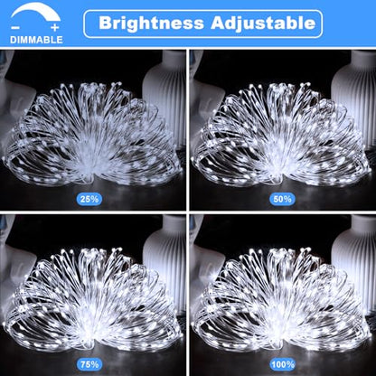 CCILAND 2 Pack Fairy Lights Battery Operated with Remote Timer (Cool White) - color: Cool White