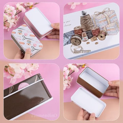 Framendino, 5 Pack Mini Tinplate Tin Boxes Trinket Jewelry Coin Containers for Jewelry Storage Case (Random Color) - color: Sewing