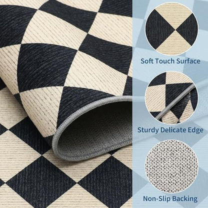 GarveeHome Checkered Rug Runners 2.5x8 Non Slip Kitchen Runner for Hallway - color: Dark/Coffee, size: 2'6" x 10' (Rectangular)