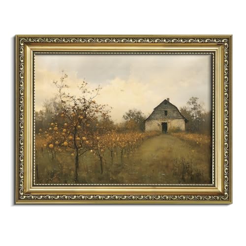 AIMAILON Framed Autumn Aesthetic Pattern,Farmhouse Landscape Art 8x10 - color: Golden Autumn Scenery, size: 10"L x 8"W