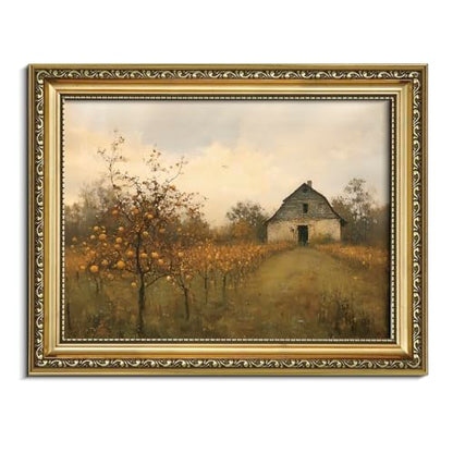 AIMAILON Framed Autumn Aesthetic Pattern,Farmhouse Landscape Art 8x10 - color: Golden Autumn Scenery, size: 10"L x 8"W