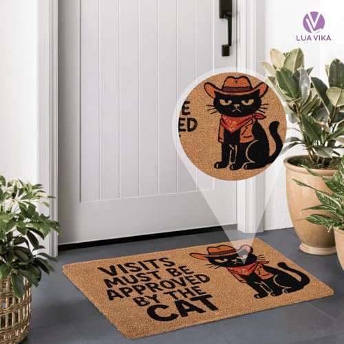 Funny Coir Door Mats Outside and Inside, Cat, 17 x 30 in - color: Cat