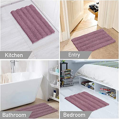 Turquoize Small Bathroom Rug 17x24, Absorbent Chenille Bath Rug, Mauve/Rose - color: Mauve/Rose, size: 17" x 24"
