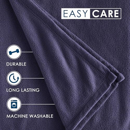 King Size Comfy Supersoft Fleece Blanket – All-Season Light Weight Throw Blanket Luxuriously Soft Throw Blanket for Couch and Sofa Machine Wash Navy (Pack of 2) - color: Navy, size: King (Pack of 2)