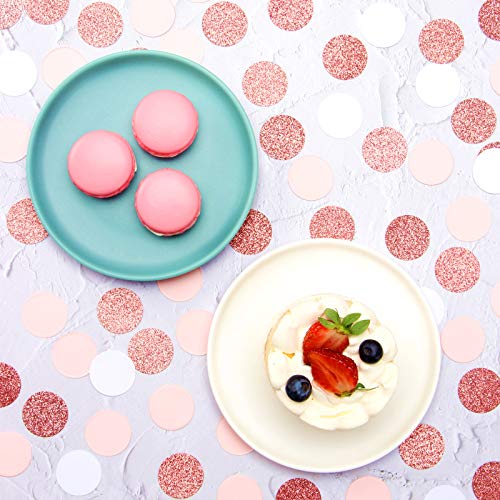 Rose-gold Pink-white Party Decorations Confetti - 300pcs Mothers Valentines Day Wedding Baby Bridal Shower Girl Birthday Party Glitter Paper decor Table Decoration Bachelorette Engagement Decor - color: Rose Gold Pink White Dots