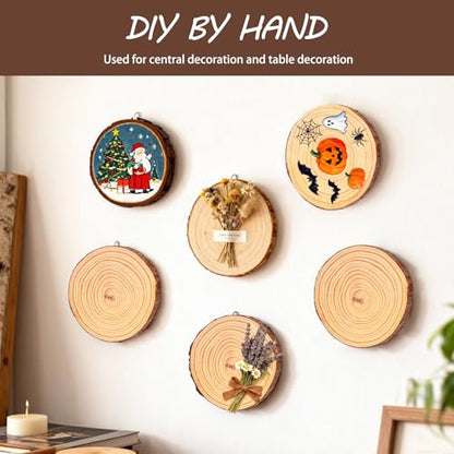 FSWCCK 6 Wood Slices 6-7in, Unfinished Bark Discs for Centerpieces - size: 6 Pcs 6"-7"