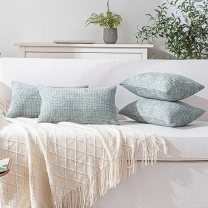 Pack of 4 Throw Pillow Covers 12x20” Boho Cushion Covers for Living Room - color: Aquamarine, size: 20" x 12" (Pack of 4)