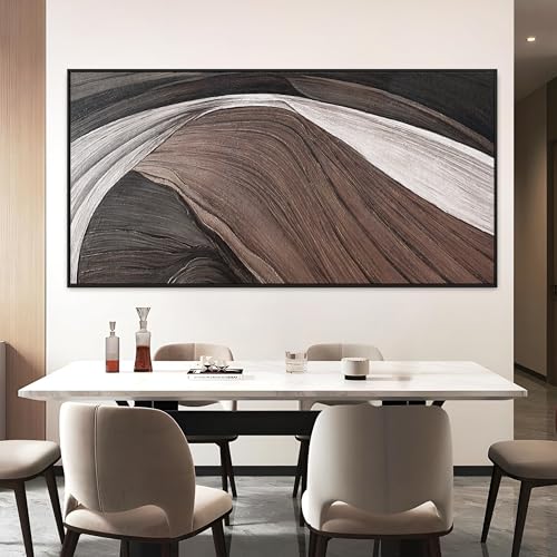 Large Framed Abstract Black And White Wall Art For Living Room 29 X 58 - color: SaddleBrown black, size: 58"L x 29"W