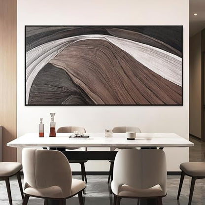 Large Framed Abstract Black And White Wall Art For Living Room 29 X 58 - color: SaddleBrown black, size: 58"L x 29"W