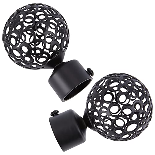 GORGECRAFT 2PCS Round Curtain Rod Finials 28mm Drapery Pole End Black Ball Cage Replacement Decorative End Head Caps for Home Office Curtain Roman Rod Decor Accessories (8.8x5.9cm) - color: Black Hollow-3.46x2.32"