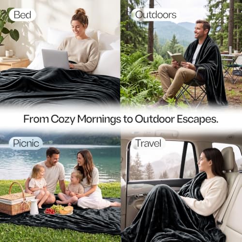 Soft Fleece Blanket for Bed Twin Size Black (60x80 Inch) - color: Black, size: Twin (60x80 Inch)