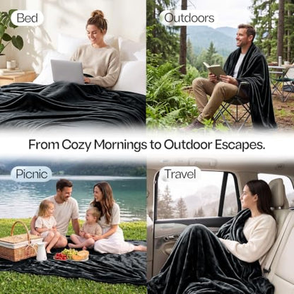 Soft Fleece Blanket for Bed Twin Size Black (60x80 Inch) - color: Black, size: Twin (60x80 Inch)