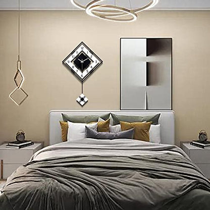 Modern Wall Clock for Living Room Decor Pendulum Large Silent Big Kitchen Wall Clock for Bedroom Black and White Decorative Office Non Ticking Battery Operated Wall Watch 26 Inch - size: 26inch