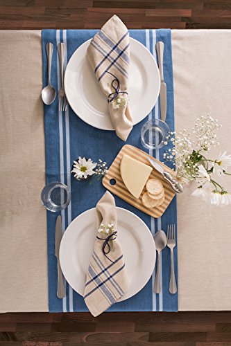 DII French Stripe Dining Table Collection Farmhouse Style Table Runner, 14x72 Inches, Blue Chambray - color: Blue Chambray, size: 14x72 Inches (Pack of 1)