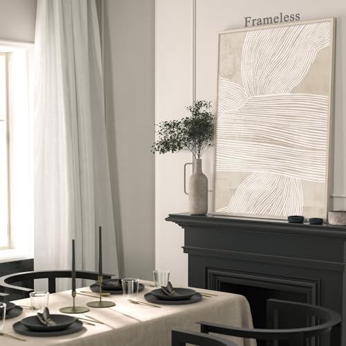 Vlolvfe Abstract Beige Canvas Wall Art Mid Century Modern Prints Neutral Line Art Beige Textured Abstract Picture Minimalist Line Canvas Painting Boho Prints for Living Room Deocr 16x24inch No Frame - color: Beige, White, Line