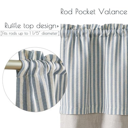 jinchan Stripe Linen Kitchen Valance Curtain, 50x18, 1 Panel, Blue - color: Boxter Striped | Blue on Linen, size: 50"W x 18"L (Pack of 1)