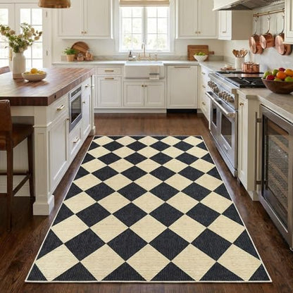 GarveeHome 3x5 Checkered Area Rug Non Slip Washable Entryway Bedroom Rug - color: Dark/Coffee, size: 3' x 5' (Rectangular)