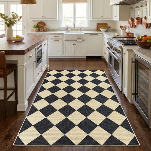 GarveeHome 3x5 Checkered Area Rug Non Slip Washable Entryway Bedroom Rug - color: Dark/Coffee, size: 3' x 5' (Rectangular)