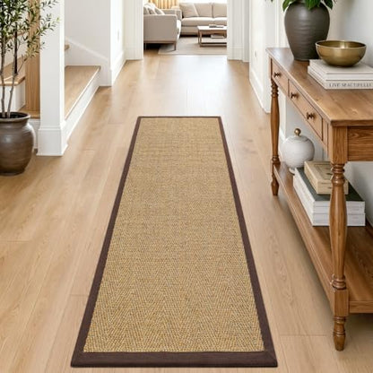 DEXI Jute Runner Rug 2'4''x8', Rug Runners for Hallways, Natural/Brown - color: Natural/Brown, size: 2'4" x 8' (Runner)