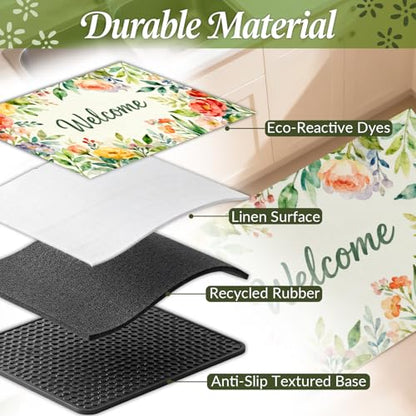 Summer Door Mat,30" Colorful Summer Welcome Mat,Thick Rubber Backing-Gift
