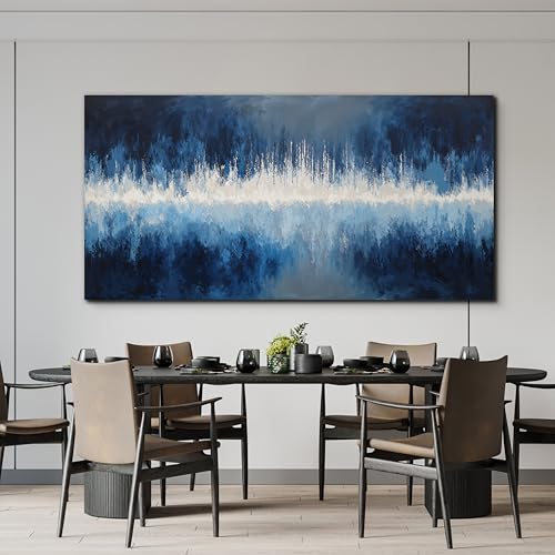 YISXINOAG Deep Blue Abstract Wall Art Modern Calm Cool Tones Canvas 24"X48" - color: deep blue, size: 48"L x 24"W