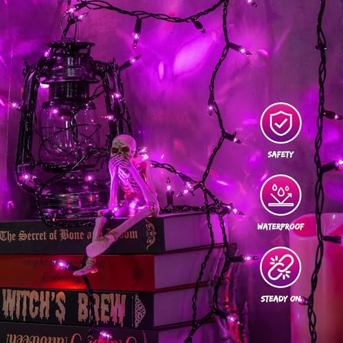 Purple Halloween Lights,13FT 50 Count Mini String Lights - color: Purple Black, size: 50 count