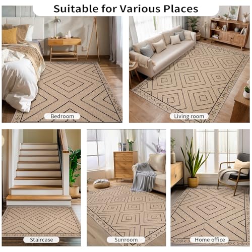 Tangsoo Easy Jute 2x5 Hallway Washable Runner Rug,Non-Slip Carpet Runners - color: Black Diamond, size: 2x5ft
