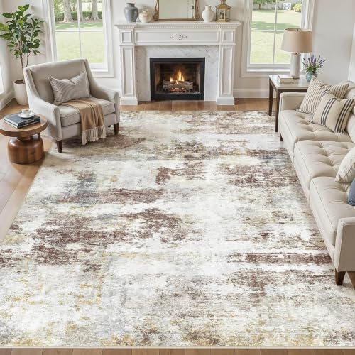 5X8 Area Rugs Washable Soft Modern Abstract Non-Slip Rug for Living Room - color: Red Brown, size: 5' x 8' (Rectangular)