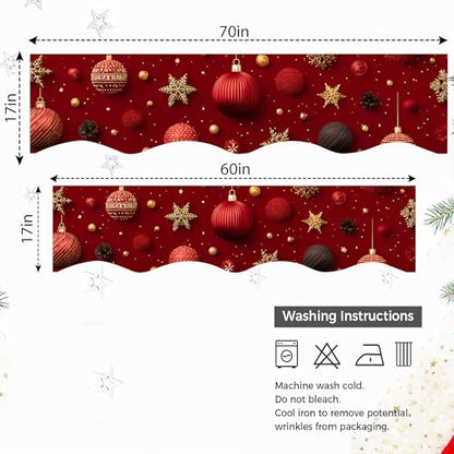 NYZE Christmas Mantel Scarf 70 x 17 Inch Fireplace Mantel Scarf Cover Decoration for Christmas Fireplace Scarf Shelf Top Runner Holiday Winter Home Decor - size: 70 x 17 in, style: Ball