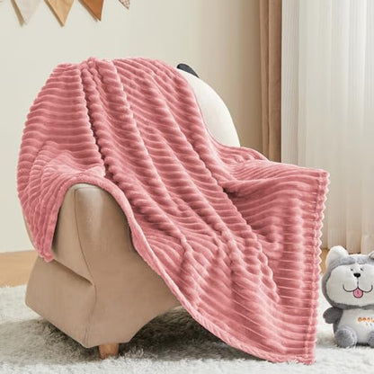 BEDELITE 3D Ribbed Pink Baby Blankets for Boys Girls 30"x 40" - color: Dusty Pink, size: Kids(30"x40")