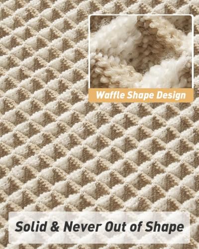 Upgraded Waffle Bath Mat Set of 2 Absorbent Bathroom Mat 17"x24" + 20"x32" - color: Brown & Cream, size: 17" x 24" + 20" x 32"