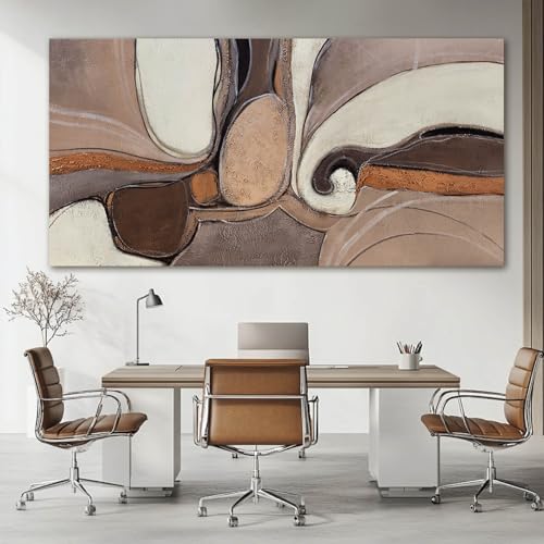 YETHEN WAL Large Neutral Abstract Wall Art Organic Swirl Home Decor Aesthetic Canvas Prints for Bedroom Entryway Living Room 29x58 Inch - color: Brown, size: 58"L x 29"W