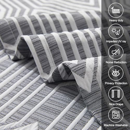 Dark Grey and Silvery 100% Blackout Curtains 96 Inch Length 2 Panels, Jacquard Thermal Insulated Noise Reducing Grommet Drapes for Bedroom Living Room, 2pcs, 52" W x96 L - color: Dark Grey and Silvery, size: 52"W x 96"L (Pack of 2)