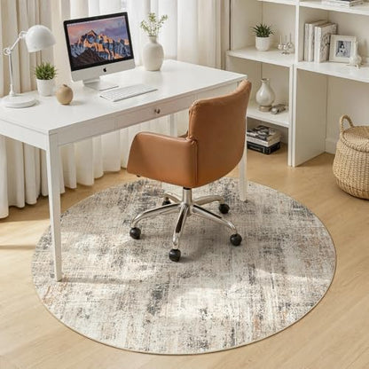 4ft Area Rug for Living Room, Abstract Washable Non-Slip Large Rugs, Gold - color: Grey/Gold, size: 4' (Round)