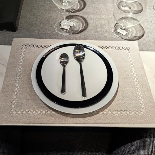 Placemats Set of 6 for Dining Table with Hollow Edge Design- Table Mats 12x 18 Inch, Cloth Place mats Machine Washable (Beige 6pcs) - color: H-beige, size: 6 pcs