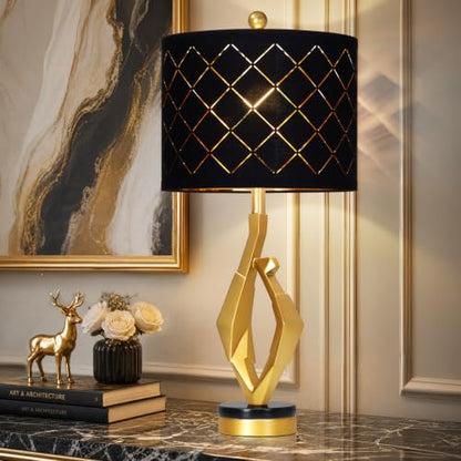 CINSARY 30" Tall Black and Gold Table Lamp for Living Room Bedroom Single - color: Gold Black-1