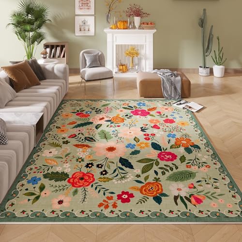 Rugcomf Area Rug 6x9 Washable, Green - color: Green, size: 6' x 9' (Rectangular)