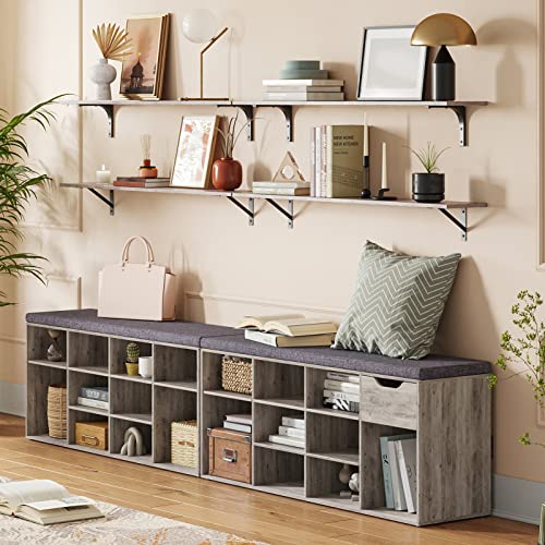 DINZI LVJ Long Wall Shelves, 39.4 Inch Wall Mounted Shelves with Brackets - color: Greige, size: 39.4 Inch